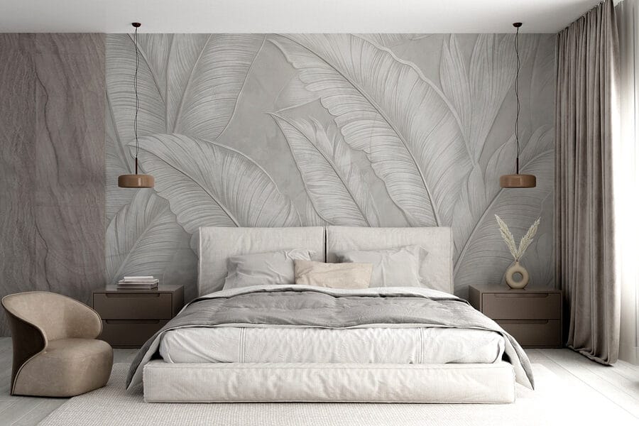 White wallpaper with feathers