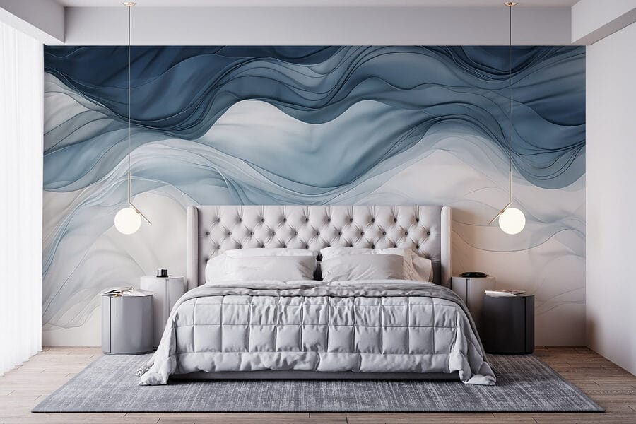 Blue and white wavy fabric