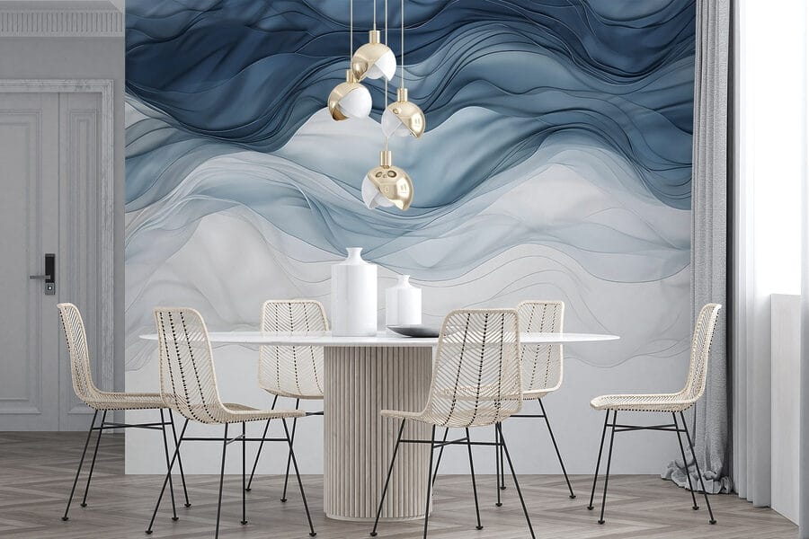 Blue and white wavy fabric