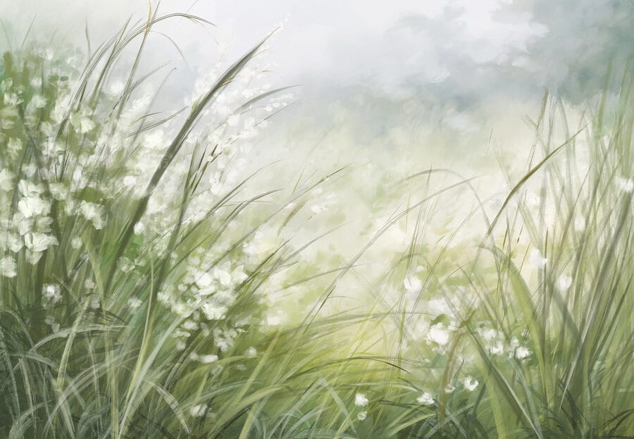 Wall murals Painting of a field of grass - Image 7