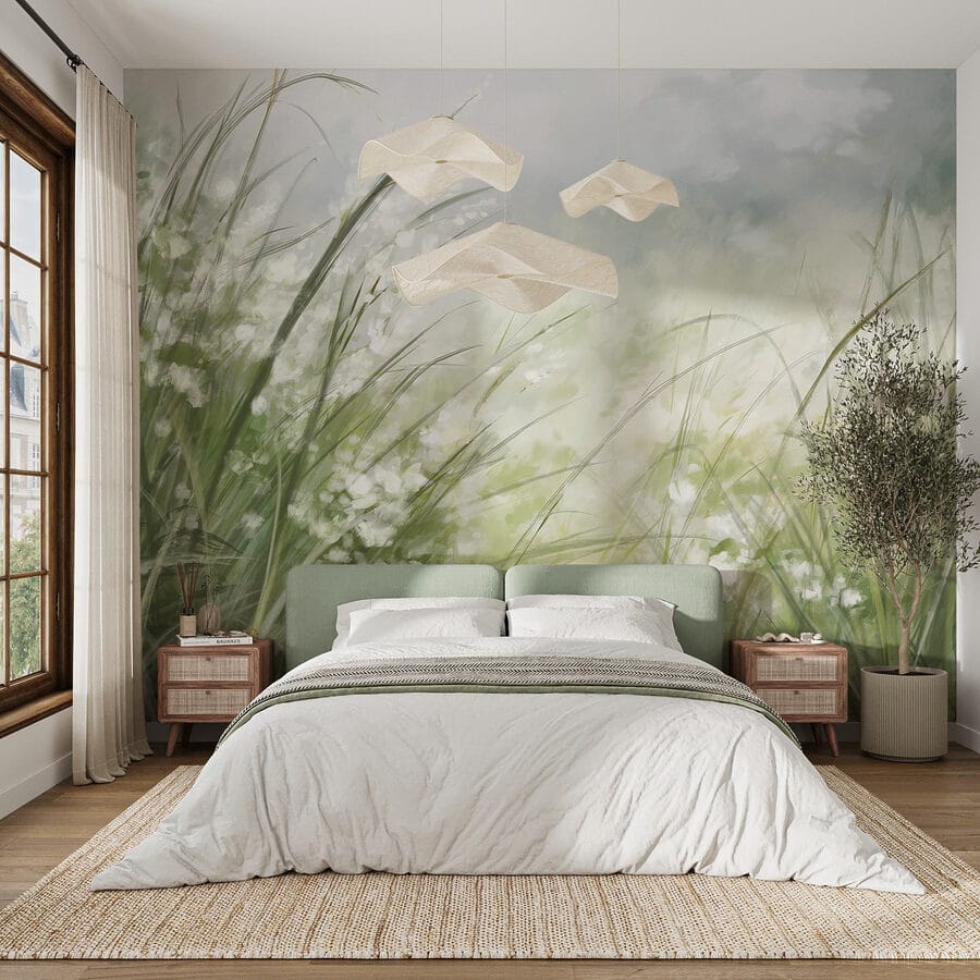 Wall murals Painting of a field of grass