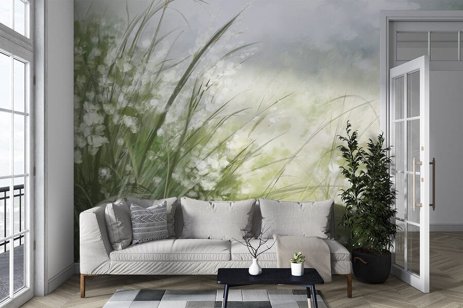 Wall murals Painting of a field of grass - Image 5