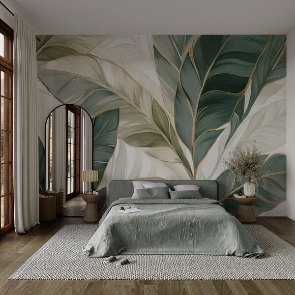 Lush green leaves in soft tones Wall murals Lush green leaves in soft tones