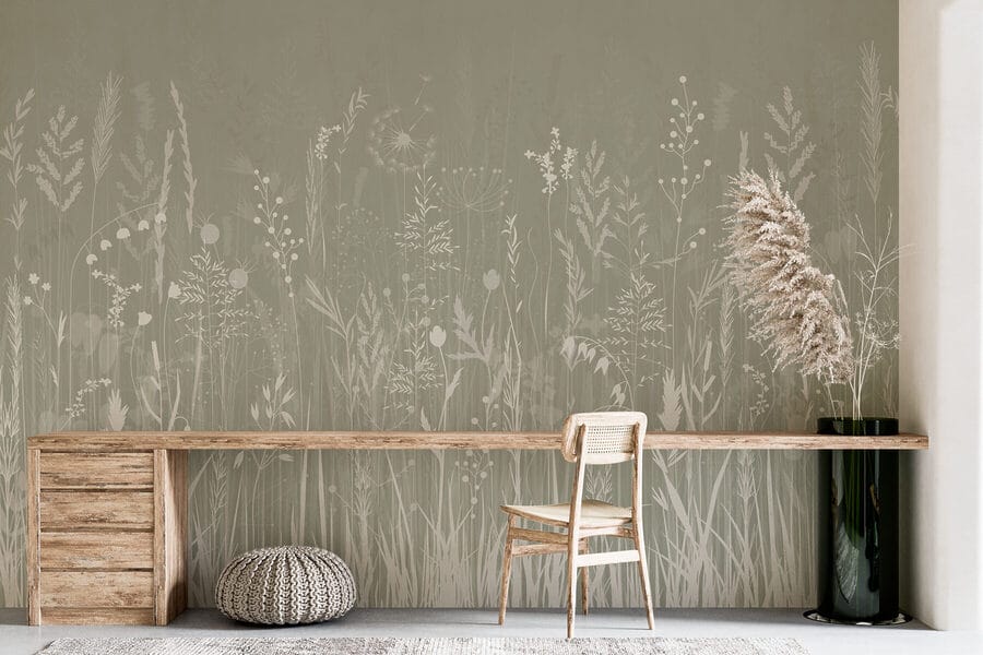 Wall murals Field of grass and flowers