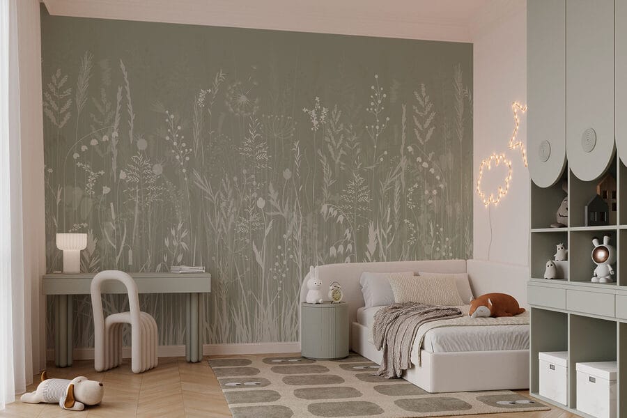Wall murals Field of grass and flowers - Image 3
