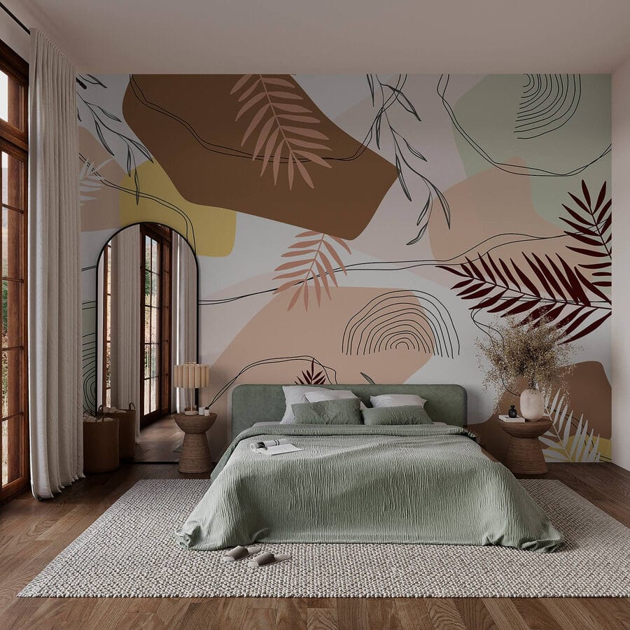 Wall murals Pattern of leaves and shapes