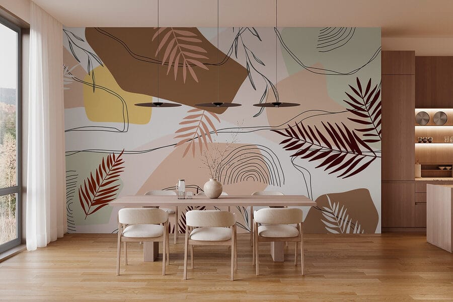 Wall murals Pattern of leaves and shapes - Image 3