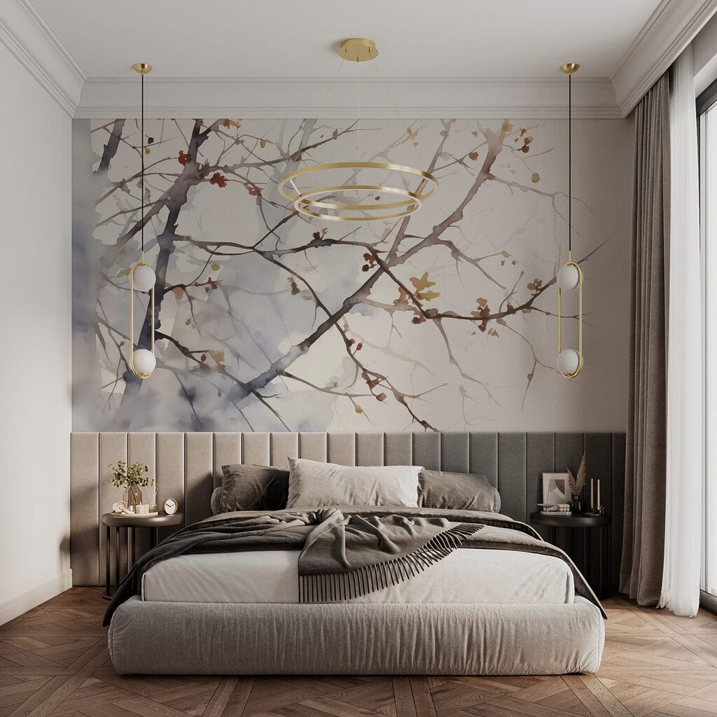 Watercolor of a tree branch with leaves on it