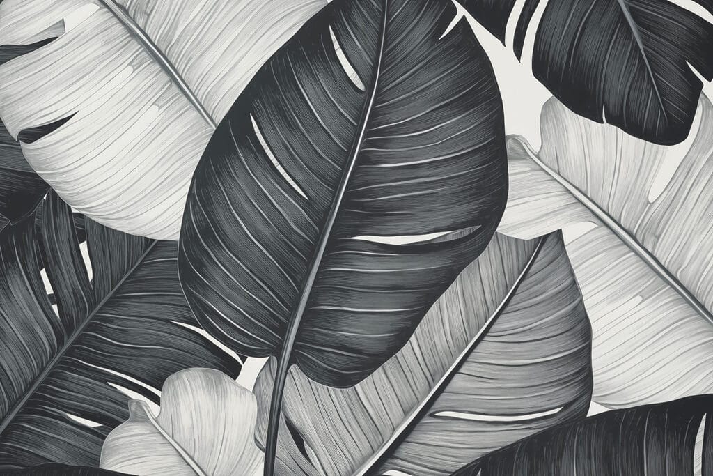 Textured leaves in monochrome hues. Textured leaves in monochrome hues.