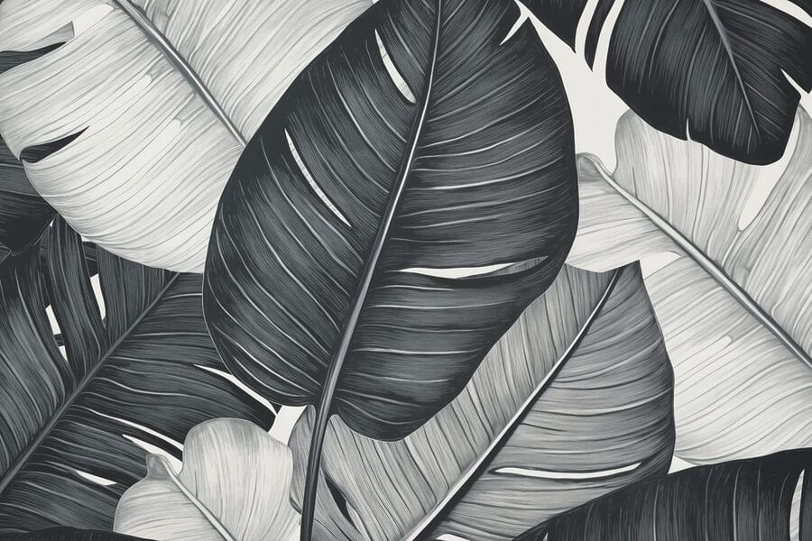 Textured leaves in monochrome hues.