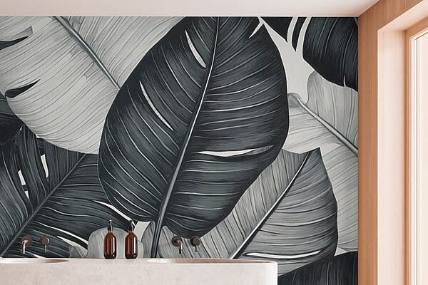 Textured leaves in monochrome hues. Textured leaves in monochrome hues.
