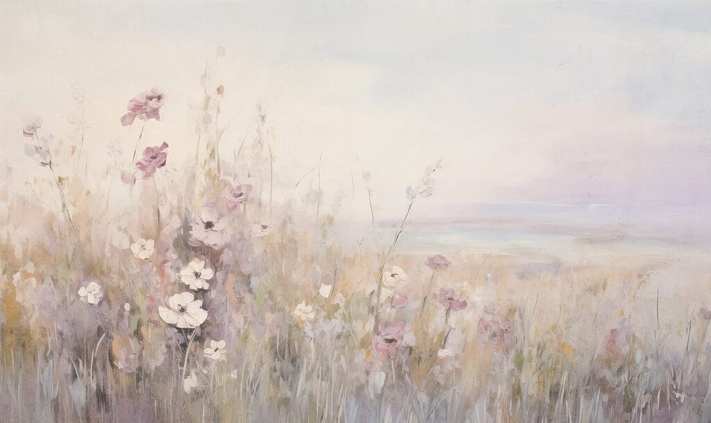 Painting of flowers in a field Painting of flowers in a field