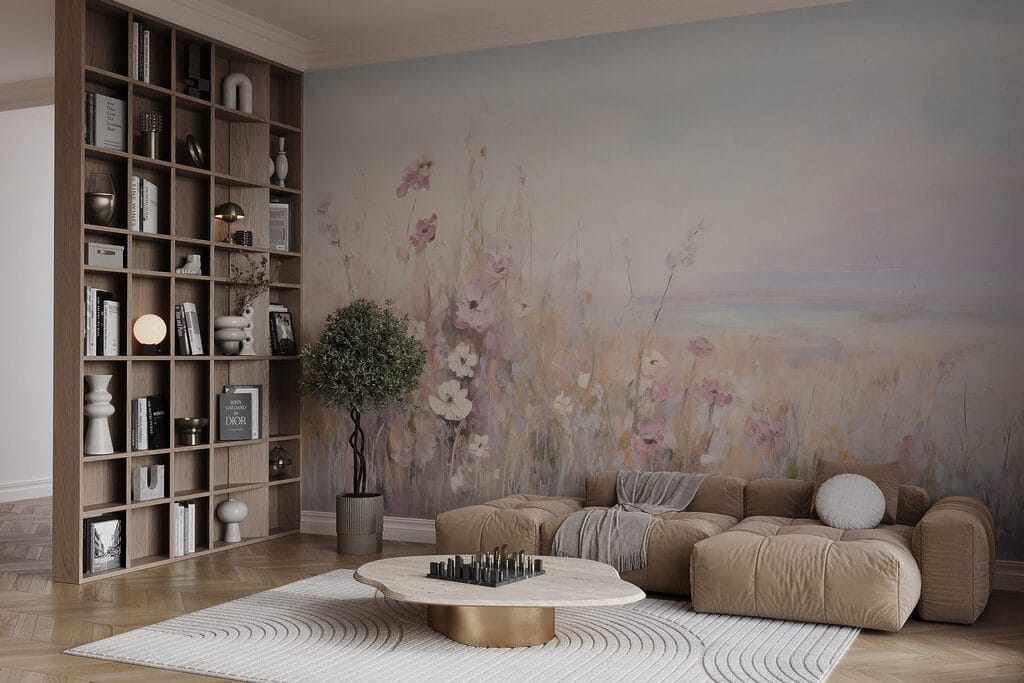 Painting of flowers in a field Painting of flowers in a field