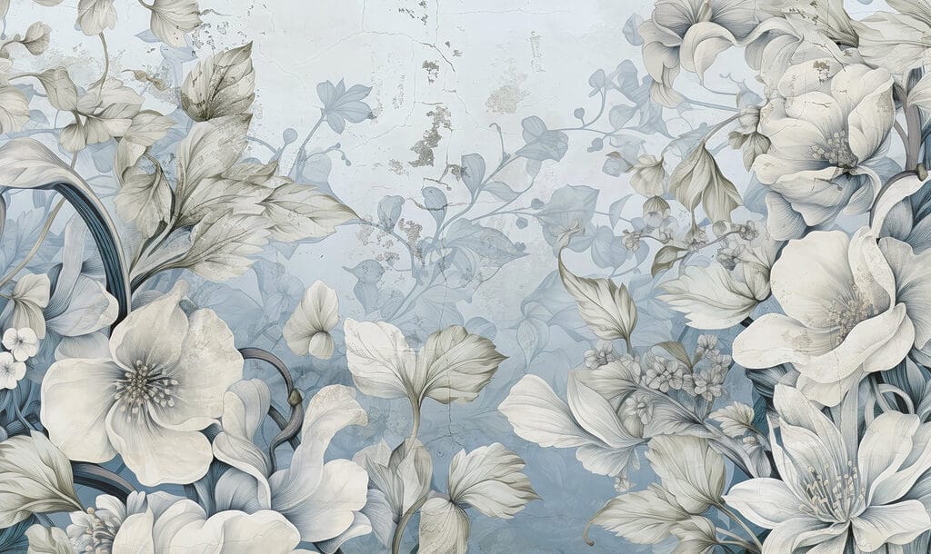Wallpaper with flowers and leaves Wallpaper with flowers and leaves