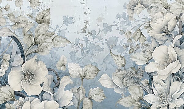 Wallpaper with flowers and leaves Wallpaper with flowers and leaves