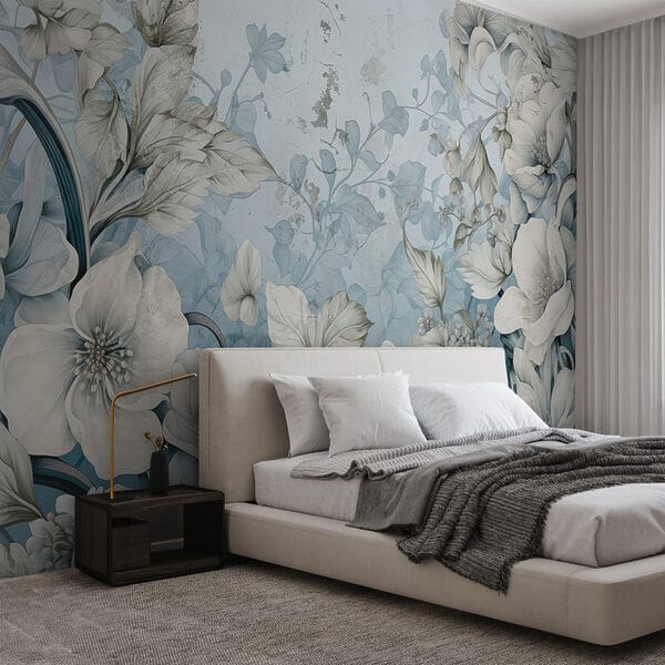 Wall murals Wall murals Wallpaper with flowers and leaves (SKU: w03191)