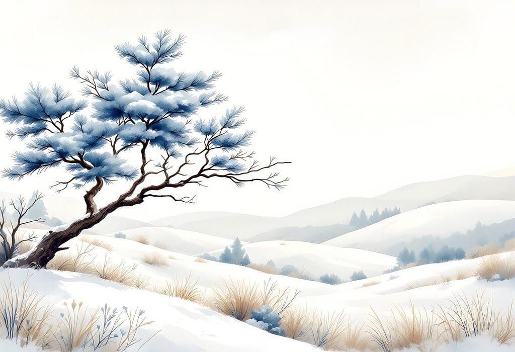 Tree in a snowy landscape Tree in a snowy landscape