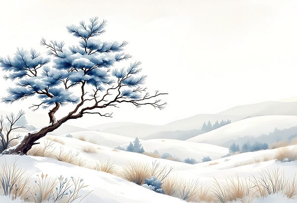 Tree in a snowy landscape Tree in a snowy landscape