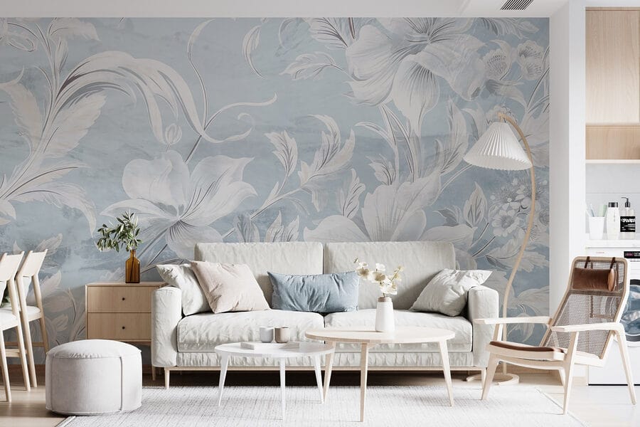 White and grey floral pattern