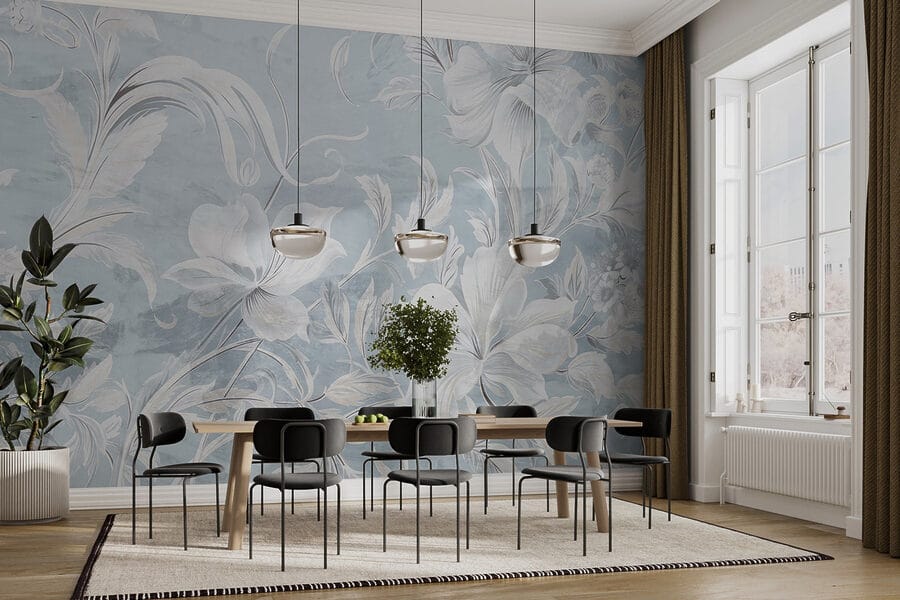 White and grey floral pattern