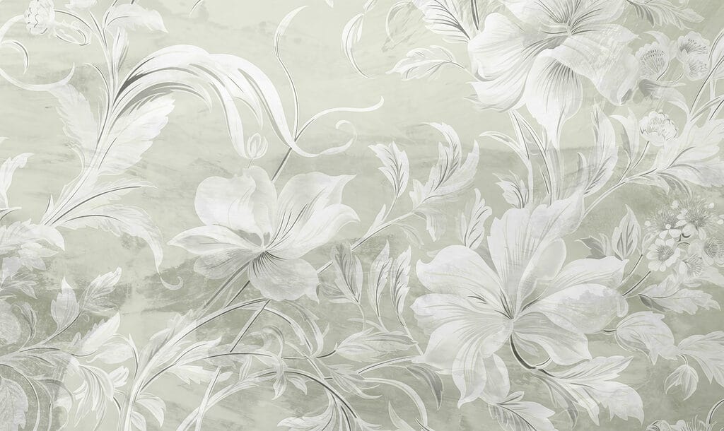 White floral pattern on a wall White floral pattern on a wall