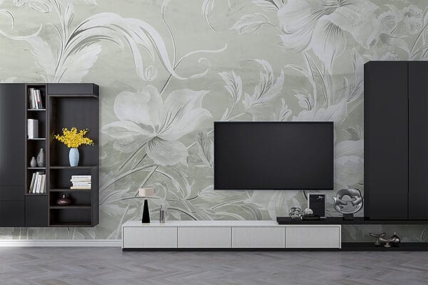 White floral pattern on a wall White floral pattern on a wall