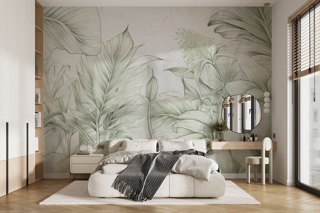 Soft greens in delicate botanical design