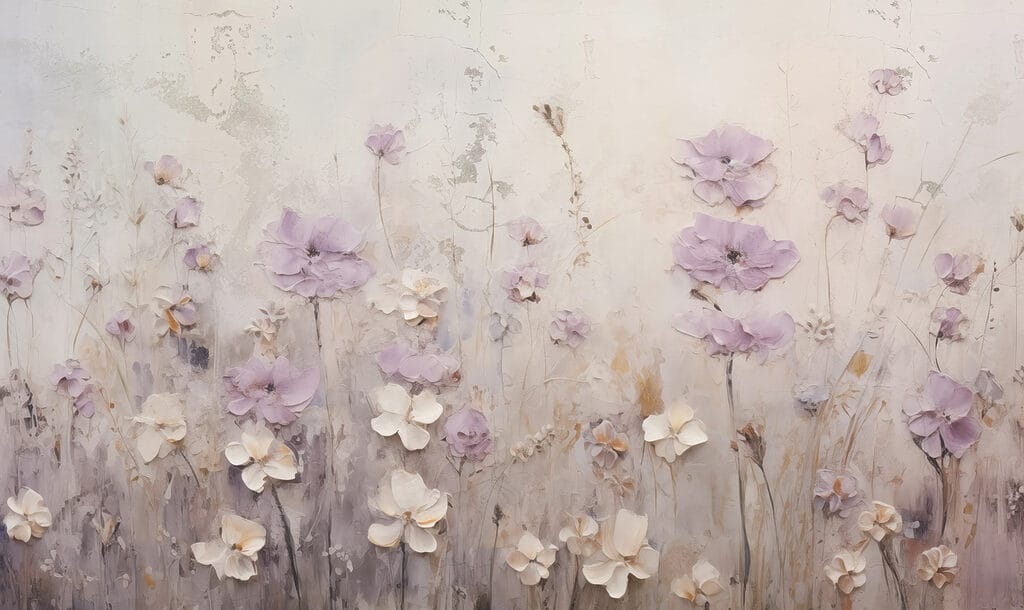 Painting of flowers on a wall Painting of flowers on a wall