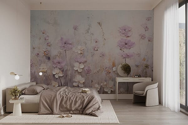 Painting of flowers on a wall Painting of flowers on a wall