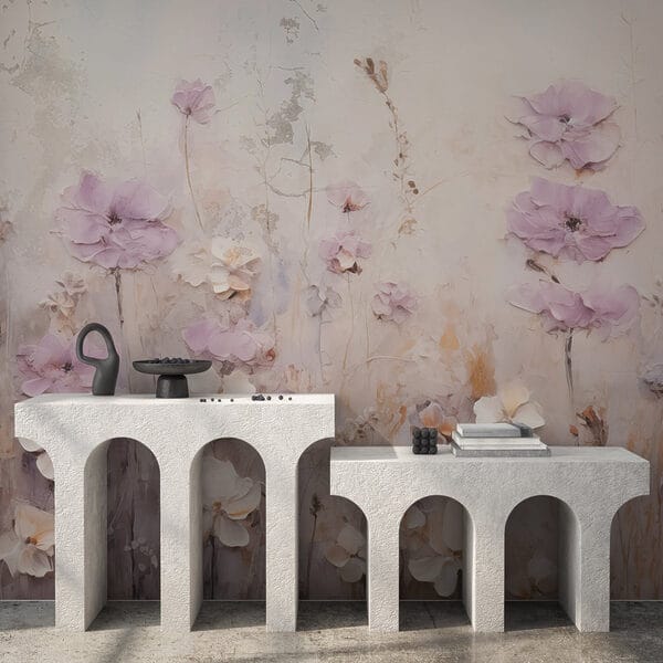 Painting of flowers on a wall Painting of flowers on a wall