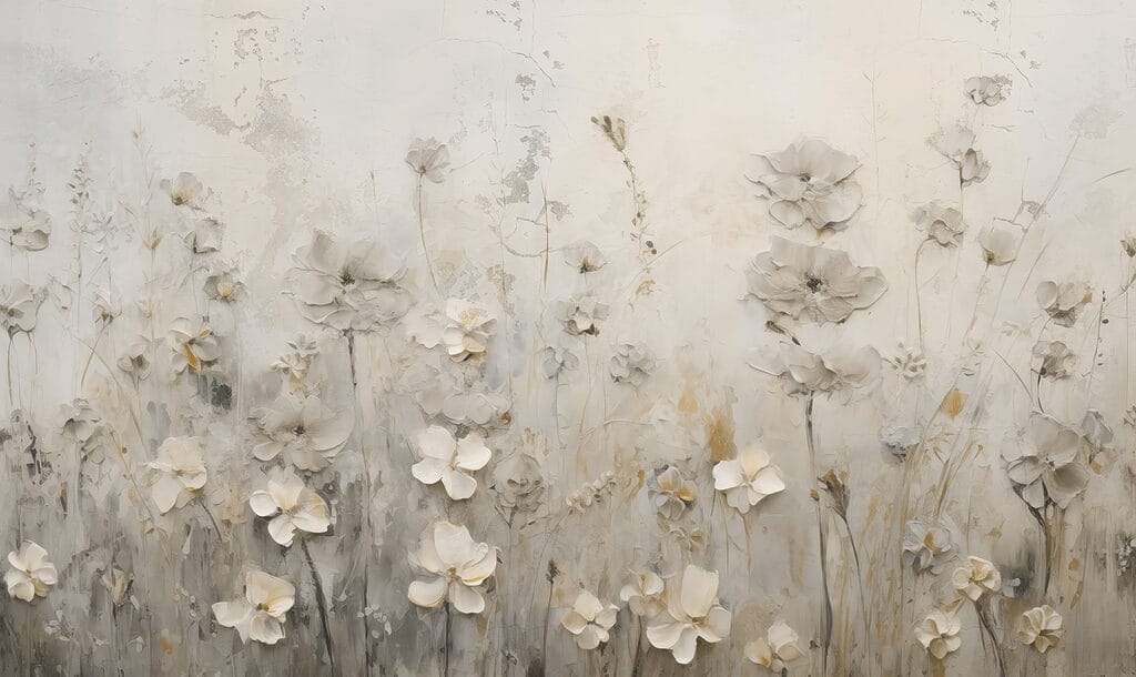 Painting of flowers on a wall Painting of flowers on a wall