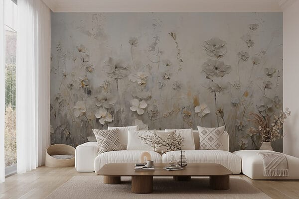 Painting of flowers on a wall Painting of flowers on a wall
