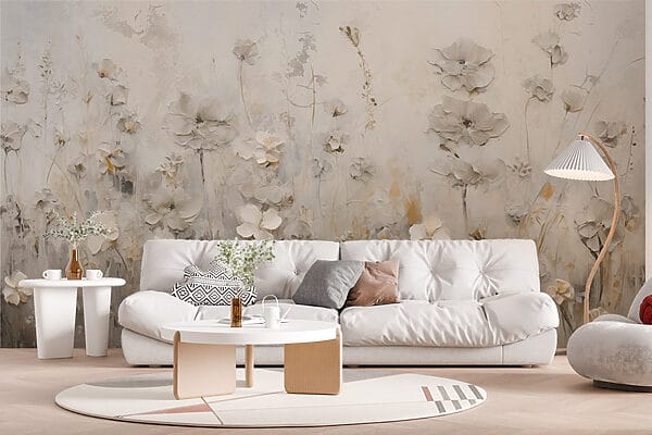 Painting of flowers on a wall Painting of flowers on a wall