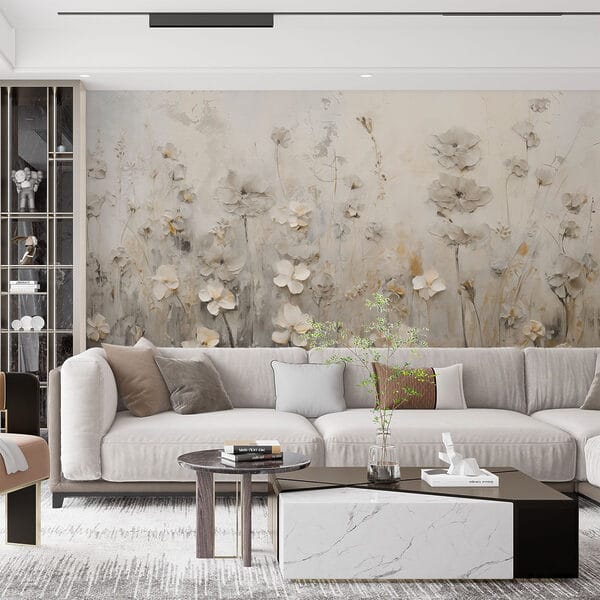 Painting of flowers on a wall Painting of flowers on a wall