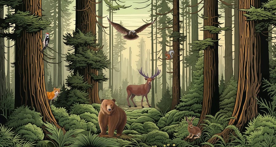 Wall murals Forest with animals and birds - Image 4