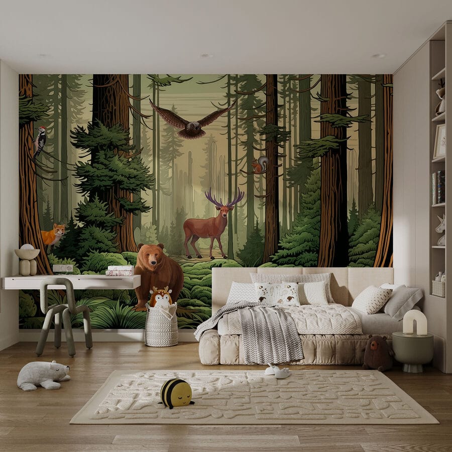 Wall murals Forest with animals and birds - Image 2