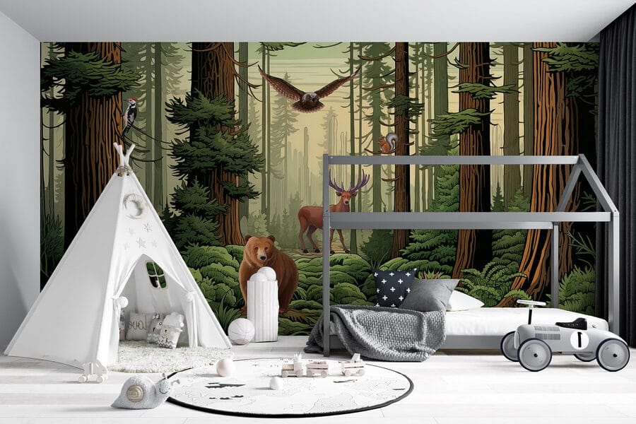 Wall murals Forest with animals and birds - Image 3