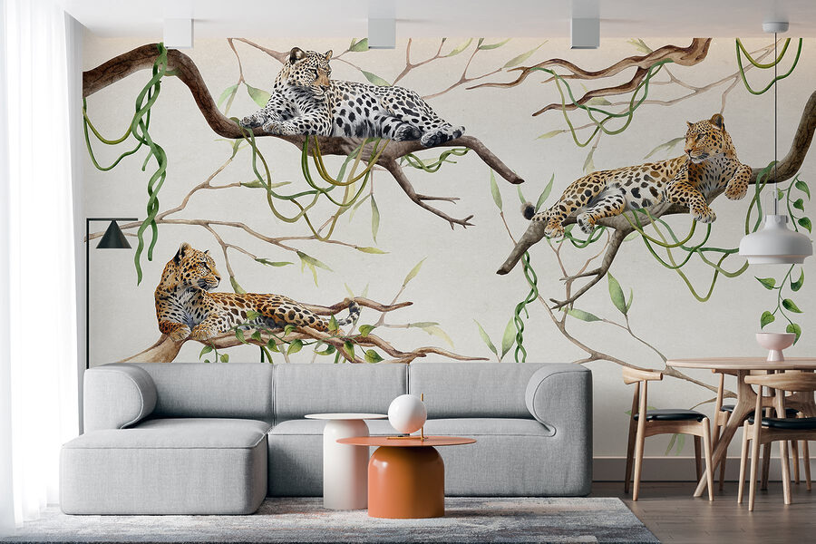 Wall murals Group of leopards lying on branches - Image 2