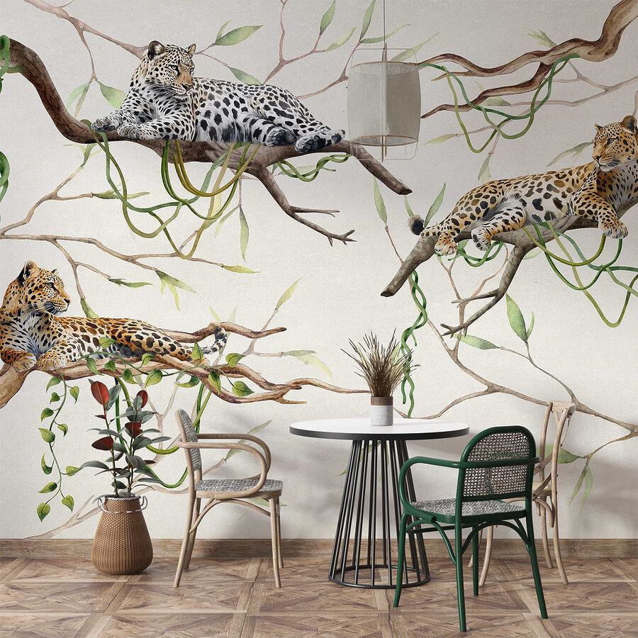 Wall murals Group of leopards lying on branches - Image 4