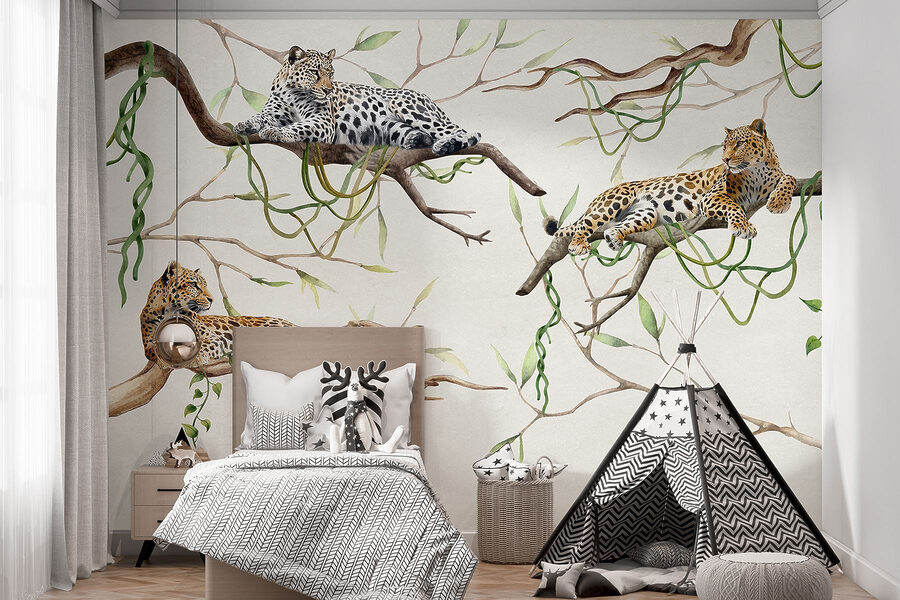 Wall murals Group of leopards lying on branches - Image 5