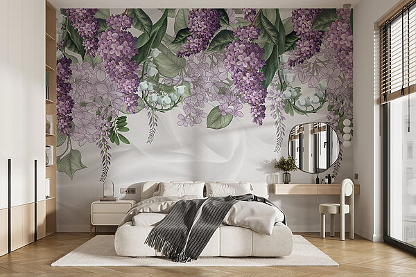 Lavender blooms on soft fabric background Lavender blooms on soft fabric background