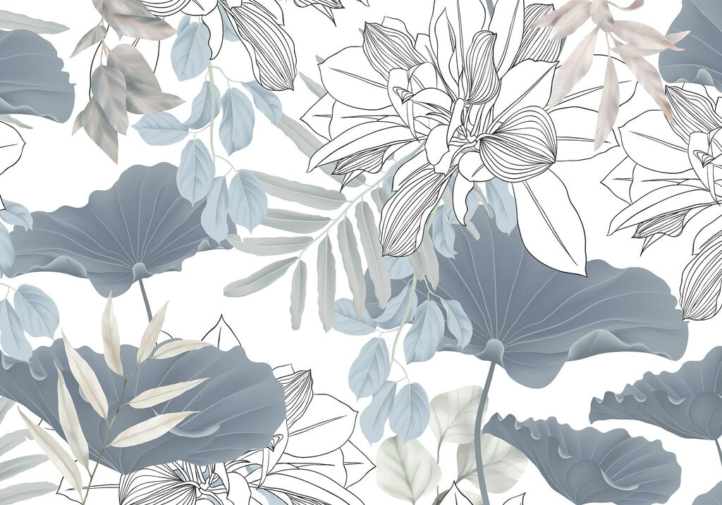 Floral pattern with leaves and flowers Floral pattern with leaves and flowers