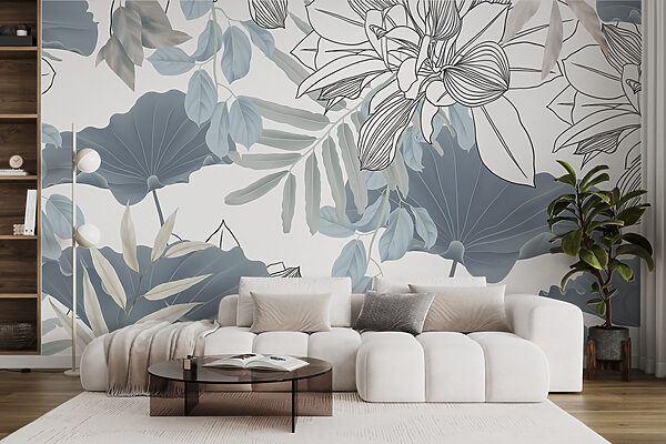 Floral pattern with leaves and flowers Floral pattern with leaves and flowers
