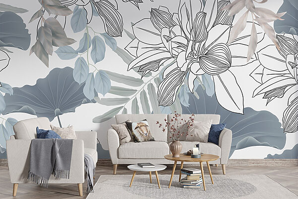 Floral pattern with leaves and flowers Floral pattern with leaves and flowers