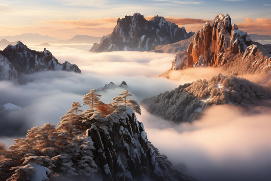 Wall murals Mountain range with snow and clouds - Image 8