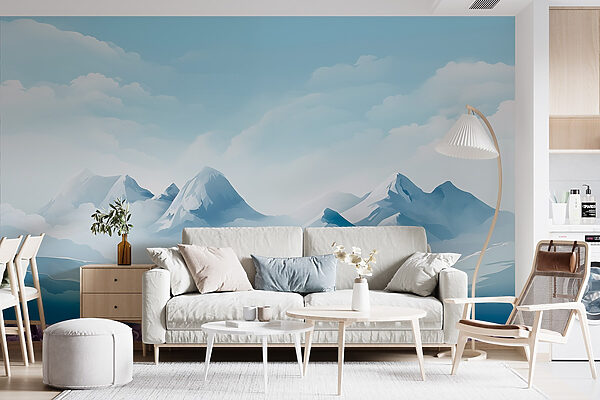 Snowy mountain range with clouds Snowy mountain range with clouds