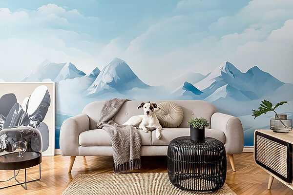 Snowy mountain range with clouds Snowy mountain range with clouds