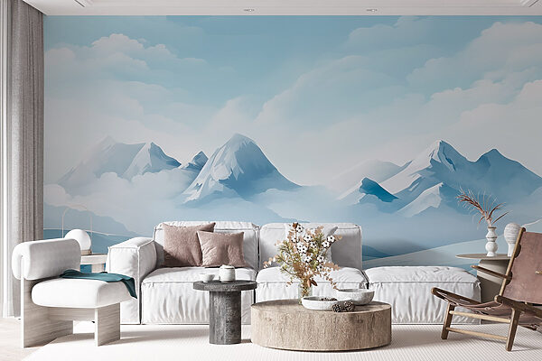 Snowy mountain range with clouds Snowy mountain range with clouds