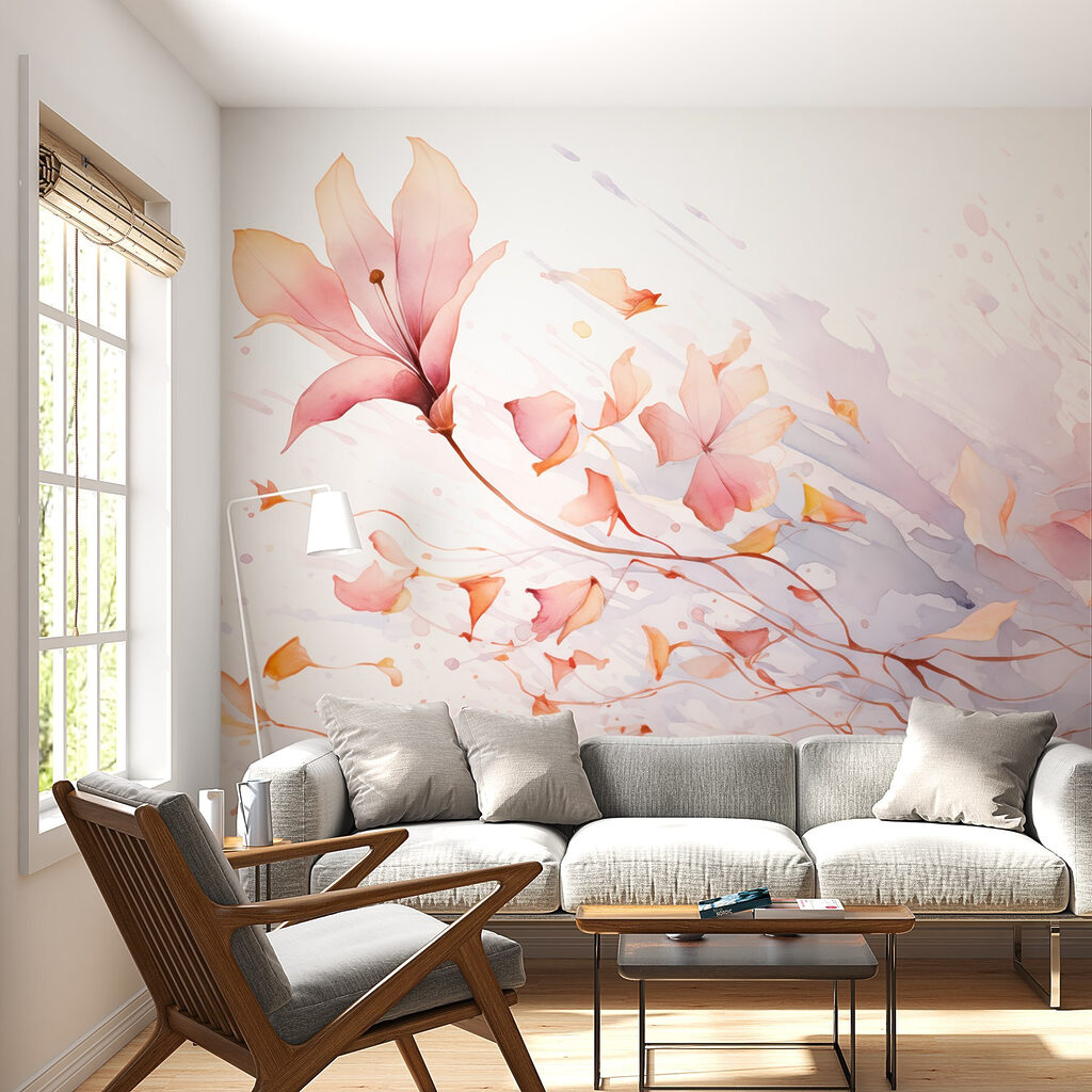 Watercolor of flowers and leaves