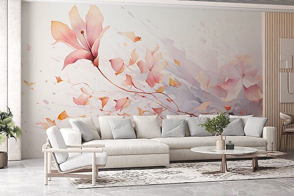 Watercolor of flowers and leaves Watercolor of flowers and leaves